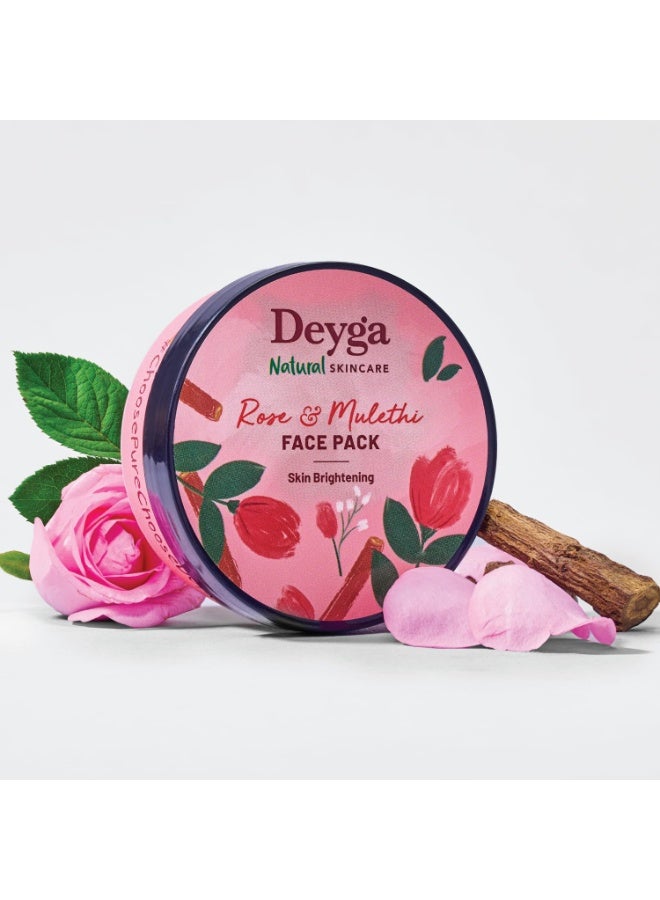 Deyga Rose & Mulethi Skin Brightening Face Pack (100 g) | Reduces Pigmentation | For Glowing, Even-Tone Complexion - Image 1